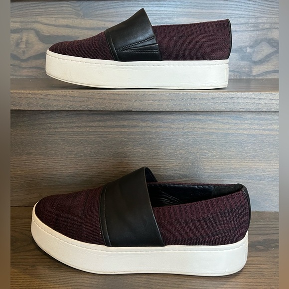 Vince Ward Knit Platform Slip-On Sneaker in Bordeaux Size 8 - Picture 6 of 9